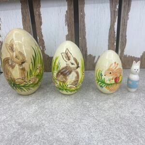 Easter- Russian Nesting Egg 4 pc Hand painted Bunnies Easter Eggs Easter Decor